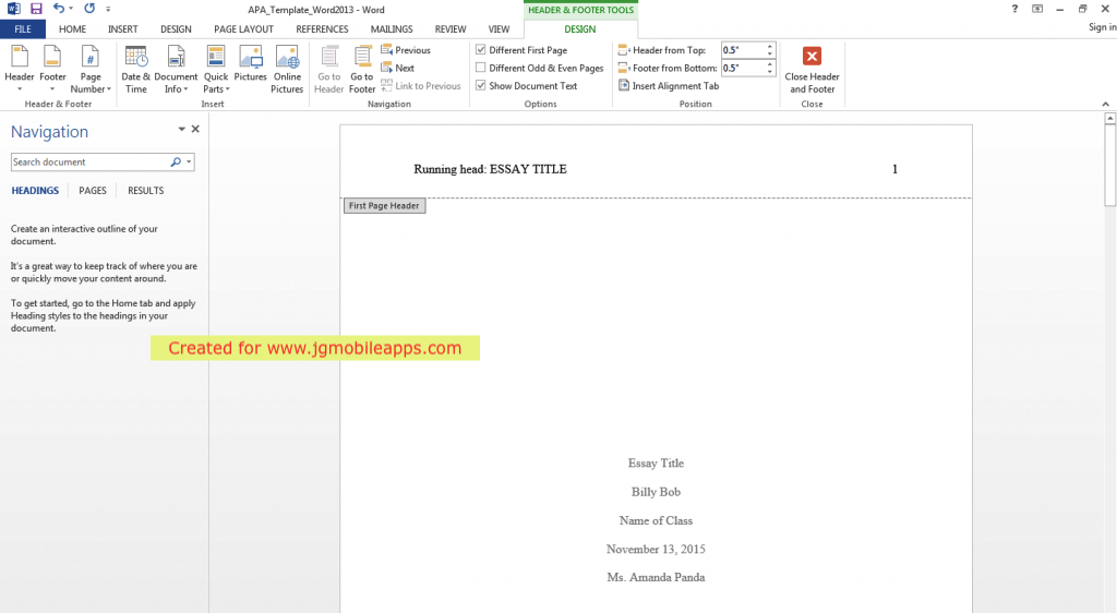 set tabs in word for an apa refernces page